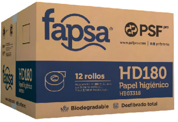 PAPEL HIGIÈNICO FAPSA 12 ROLLOS DE 180 MTS  HB03318