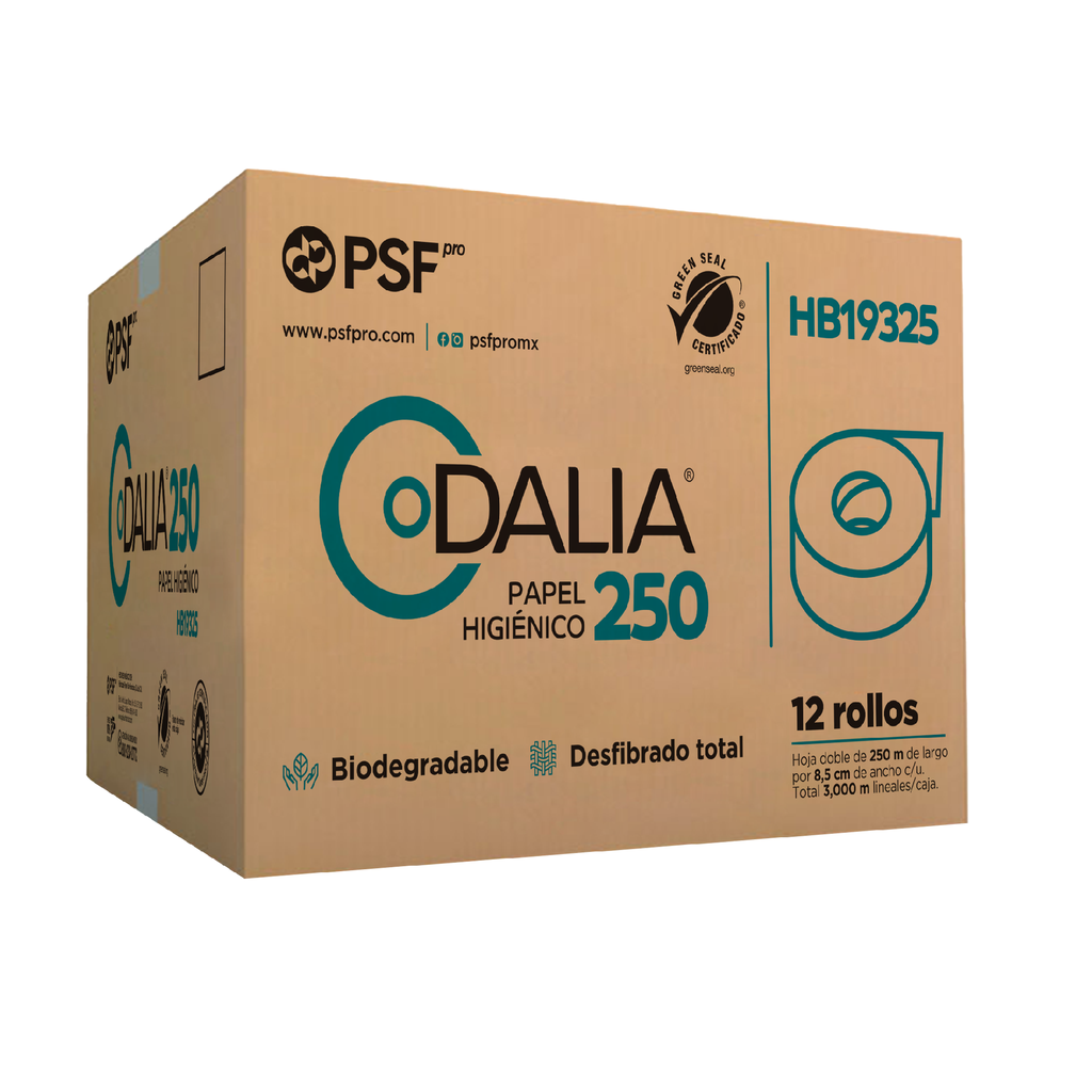 PAPEL HIGIÈNICO DALIA 250 PSF 12 ROLLOS PRO DE 250 MTS  HB19325 