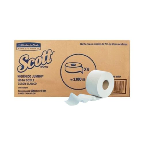 PAPEL HIGIÈNICO JUMBO JR. SCOTT 6 ROLLOS KC DE 500 MTS  90621