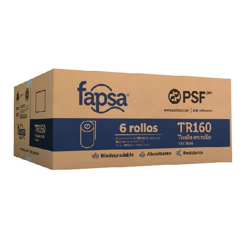 TOALLA EN ROLLO FAPSA 6 ROLLOS PSF PRO DE 160 MTS  TR03606