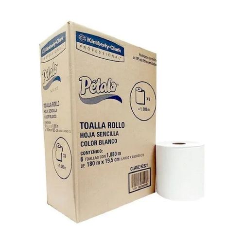 TOALLA EN ROLLO PÈTALO PARA MANOS 6 ROLLOS KC DE 180 MTS  92221