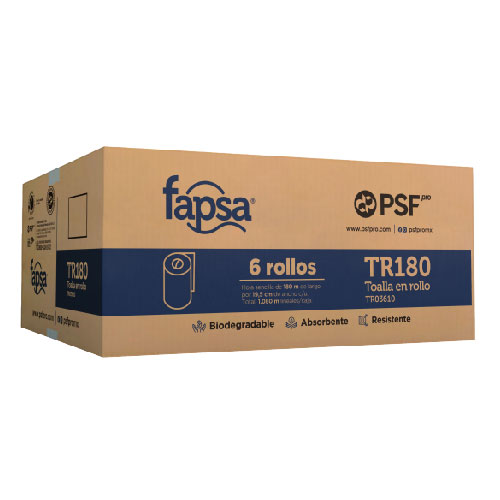 TOALLA FAPSA ECO 6 ROLLOS PSF PRO DE 180 MTS TR03610