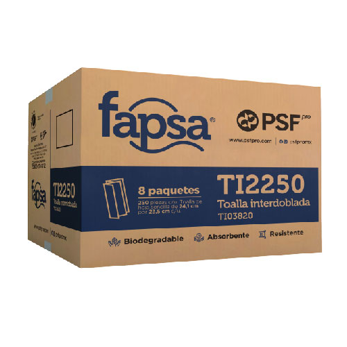 TOALLAS INTERDOBLADAS FAPSA 8 PAQUETES PSF PRO DE 250 PIEZAS C/U  TI03820