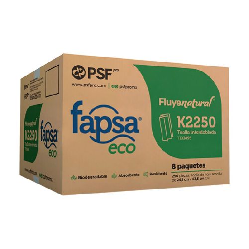 TOALLAS INTERDOBLADAS FAPSA ECO 8 PAQUETES PSF PRO DE 250 PIEZAS C/U K2250   TI03895