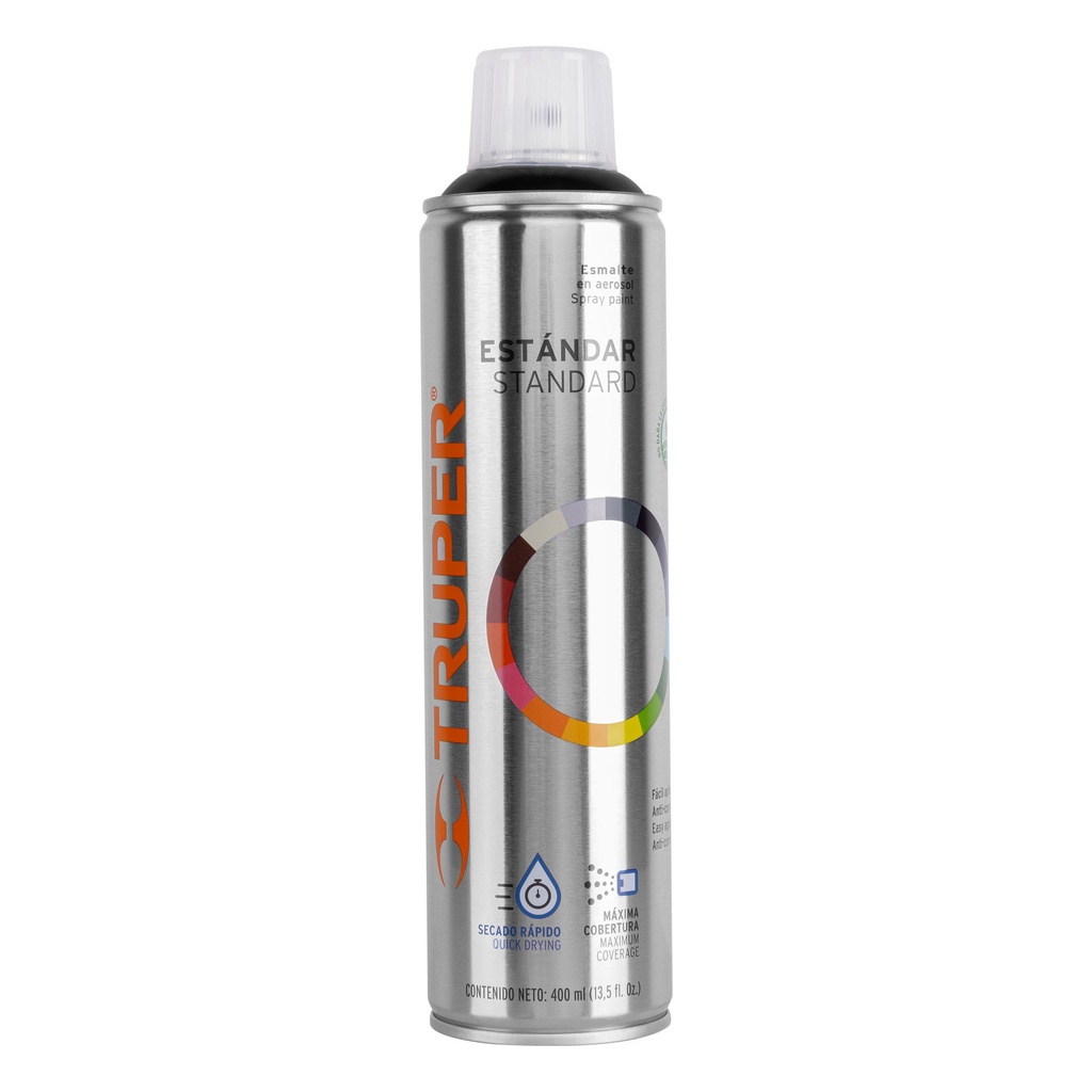  PINTURA EN AEROSOL, NEGRO BRILLANTE, BOTE ESBELTO 400 ML, TRUPER